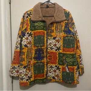 Cottegecore Patchwork Print Coat - SHEIN - Size 2XL